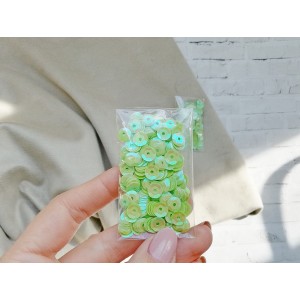 Пайетки 6 мм, цвет зелёный, упаковка весом 3 грамма